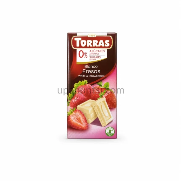 Зображення – Шоколад Torras white&strawberries без цукру 75г